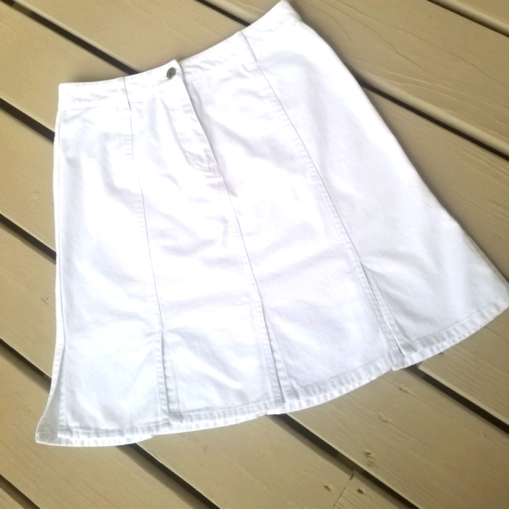 8p white denim skirt